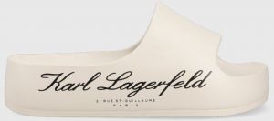 Šľapky Karl Lagerfeld KOBO II dámske, béžová farba, na platforme, KL86000