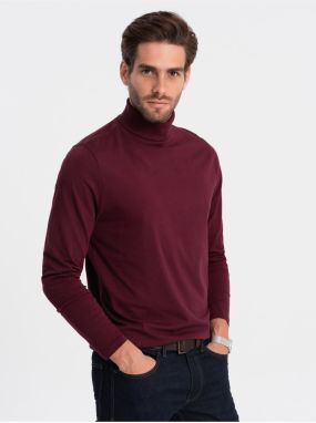 Bordové pánske basic tričko s rolákom Ombre Clothing