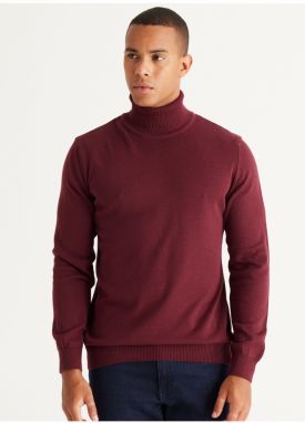 Altinyildiz Classics Full Turtleneck Men's Standard Claret Red Sweater 4A4924100058