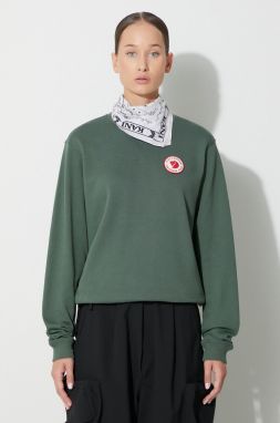 Bavlnená mikina Fjallraven 1960 Logo Badge Sweater dámska, zelená farba, s nášivkou,  F87230