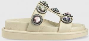 Kožené šľapky Kurt Geiger London Orson dámske, šedá farba, na platforme, 9107144109