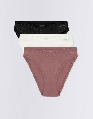 Organic Basics Flex Cheeky Brief 3-pack Off White / Rose Wood / Black