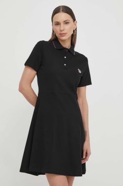 Bavlnené šaty PS Paul Smith čierna farba, mini, áčkový strih