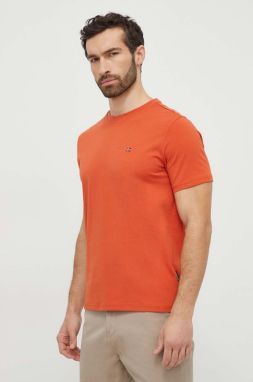 Bavlnené tričko Napapijri Salis pánske, oranžová farba, jednofarebný, NP0A4H8DA621