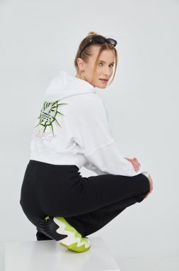 Mikina adidas Originals HT5977 dámska, biela farba, s potlačou