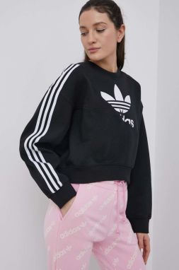 Mikina adidas Originals Adicolor HC4622-BLACK, dámska, čierna farba, s potlačou