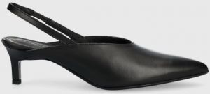 Kožené ihličky Calvin Klein HW0HW01345 GEO STIL SLINGBACK PUMP 50 čierna farba, s otvorenou pätou