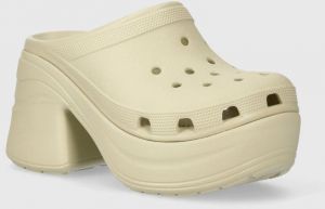 Šľapky Crocs Siren Clog dámske, béžová farba, na platforme, 208547