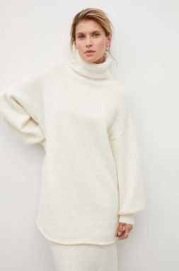Vlnený sveter Gestuz dámsky, béžová farba, teplý, s rolákom