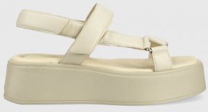 Kožené sandále Vagabond Shoemakers Courtney dámske, béžová farba, na platforme