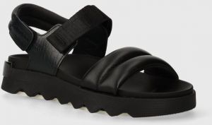 Kožené sandále Sorel VIIBE SANDAL dámske, čierna farba, 2030511012