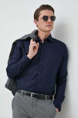 Bavlnená košeľa Seidensticker X-Slim pánska, tmavomodrá farba, slim, s klasickým golierom, 01.493650
