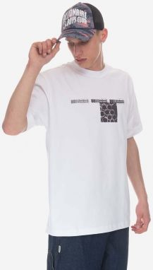 Bavlnené tričko Wood Haider Texture T-shirt 12245706-2106 ANTHRACITE biela farba, s potlačou