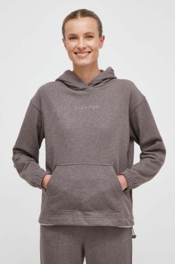 Tepláková mikina Calvin Klein Performance Essentials šedá farba, s kapucňou, jednofarebná
