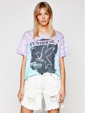 One Teaspoon Tričko Fun House Boyfriend Tee 23903 Modrá Boyfriend Fit