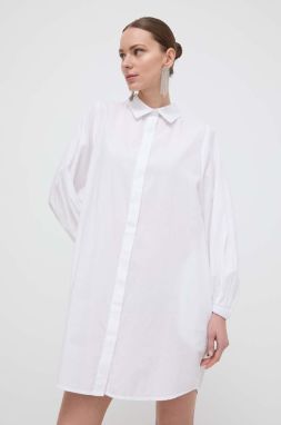 Bavlnené šaty Silvian Heach biela farba, mini, rovný strih