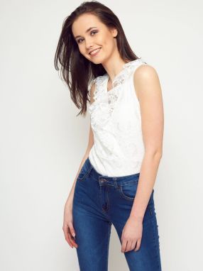 V-neck body with ecru lace