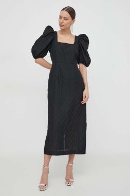 Šaty Custommade Janessa čierna farba, midi, áčkový strih, 999355401