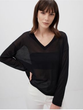 Jimmy Key Black V-Neck Long Sleeve Basic Sweater