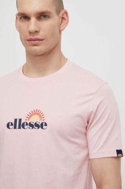 Bavlnené tričko Ellesse Trea T-Shirt pánske, ružová farba, s potlačou, SHV20126