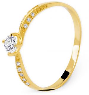 Beneto Exclusive Nežný prsteň zo žltého zlata so zirkónmi AUG0004-G 54 mm
