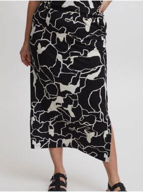 White and Black Ladies Patterned Midi Skirt Fransa - Ladies