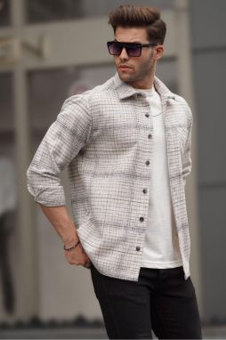 Madmext Ecru Patterned Lumberjack Men's Shirt 6724