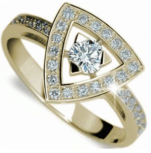 Danfil Luxusný zlatý prsteň s diamantmi DF1970z 53 mm