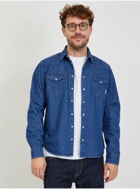 Blue Men's Denim Shirt Blend - Men