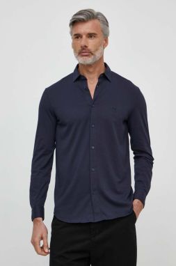 Bavlnená košeľa Armani Exchange pánska, tmavomodrá farba, regular, s klasickým golierom, 3DZCHQ ZJ8EZ