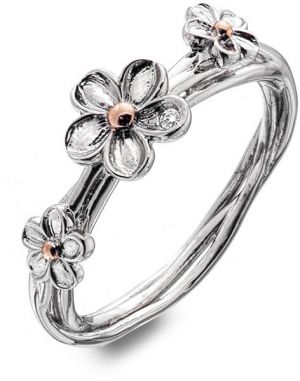 Hot Diamonds Strieborný kvetinový prsteň Forget me not DR214 52 mm