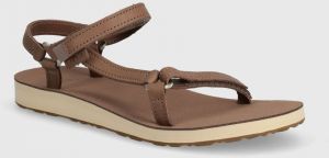 Kožené sandále Teva Original Universal Slim Lea dámske, hnedá farba, 1151031