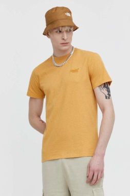 Bavlnené tričko Superdry pánsky, žltá farba, jednofarebný