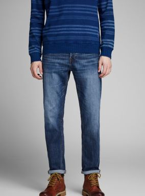 Tmavomodré slim fit rifle Jack & Jones Mike