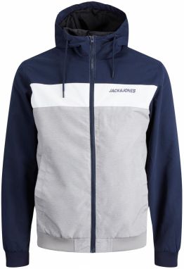 Jack & Jones Plus Prechodná bunda  modrá / sivá melírovaná / biela