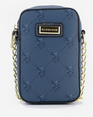 Modrá vzorovaná crossbody kabelka U.S. Polo Assn. Hampton Mini Bag