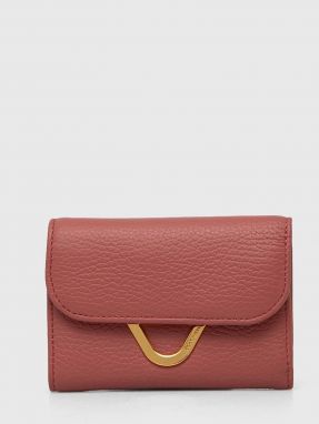 Kožená peňaženka Coccinelle dámsky, ružová farba