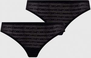 Tangá Emporio Armani Underwear 2-pak čierna farba, priesvitné
