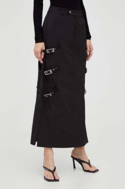Sukňa Gestuz čierna farba, midi, rovný strih