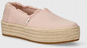 Espadrilky Toms Valencia ružová farba, na platforme, 10020698