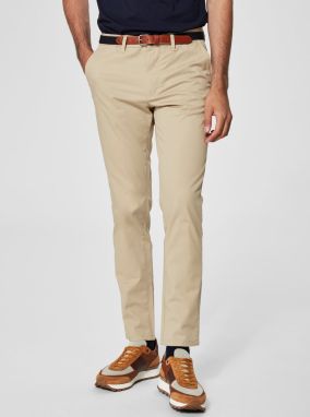 Béžové slim fit chino nohavice Selected Homme Yard