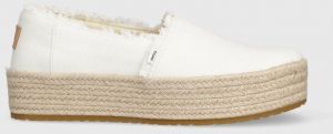 Espadrilky Toms Valencia biela farba, na platforme, 10019820