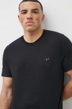 Bavlnené tričko IRO pánsky, čierna farba, jednofarebný
