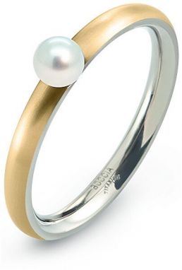 Boccia Titanium Pozlátený titánový prsteň s perličkou 0145-02 56 mm