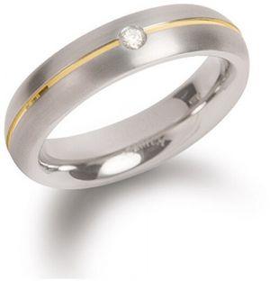 Boccia Titanium Titánový snubný prsteň s diamantom 0130-06 52 mm