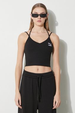 Top Puma Classics Ribbed Crop Top dámsky, čierna farba, 624255