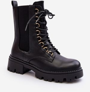 Women's leather work boots black Charmea
