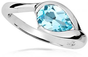 MOISS Elegantný strieborný prsteň s modrým topazom RG0001 57 mm