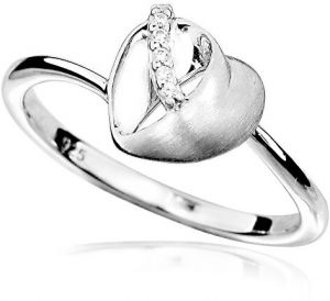 MOISS Očarujúce strieborný prsteň so zirkónmi Srdce R000095 61 mm