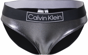 Calvin Klein Swimwear Bikinové nohavičky 'Core Festive'  striebornosivá / čierna / biela